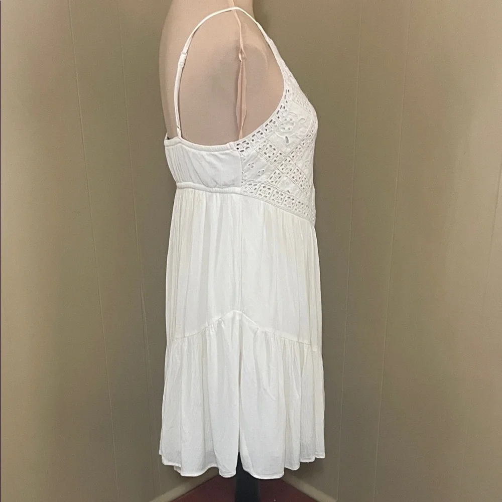 American Eagle Outfitters Small Vintage Ivory White Eyelet Tiered Boho Sundress - Picture 6 of 15
